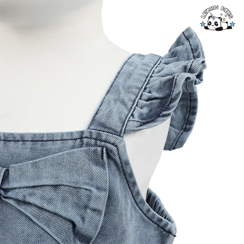 LEZONKIDS - Best New Product 2024 Soft Denim Frock Design Girls Dresses 2-12 Children Clothing